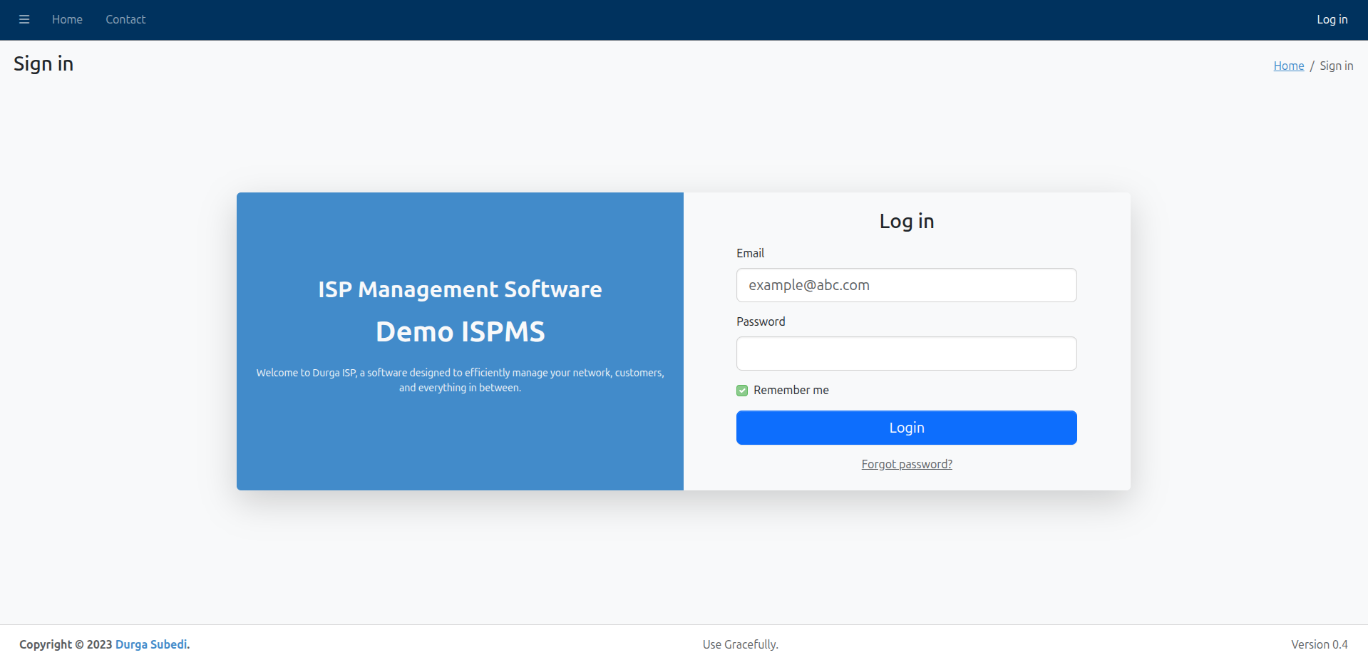 Isp Login page